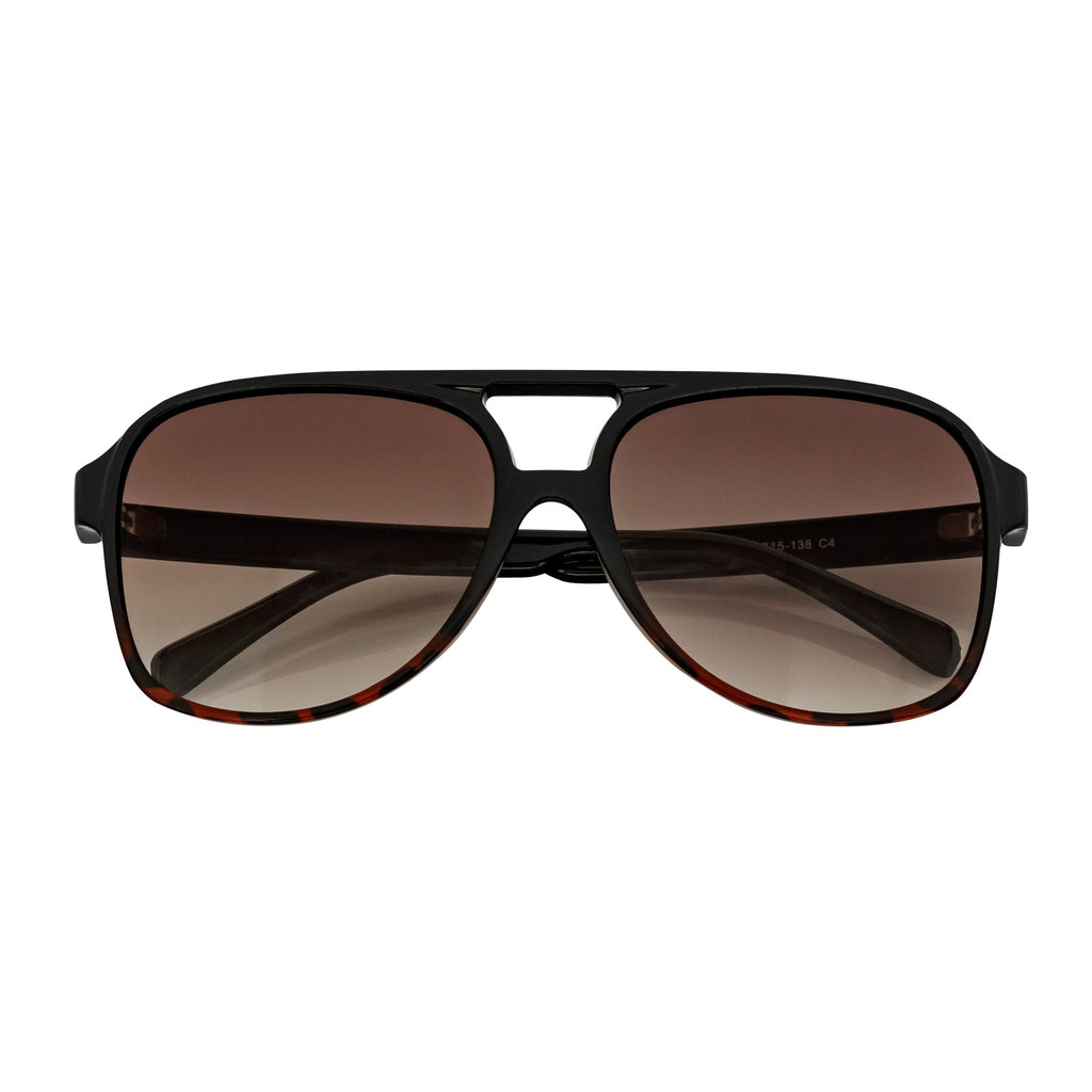 BRASCO - Aviator Black-Tortoise Sunglasses Amber Fade-0