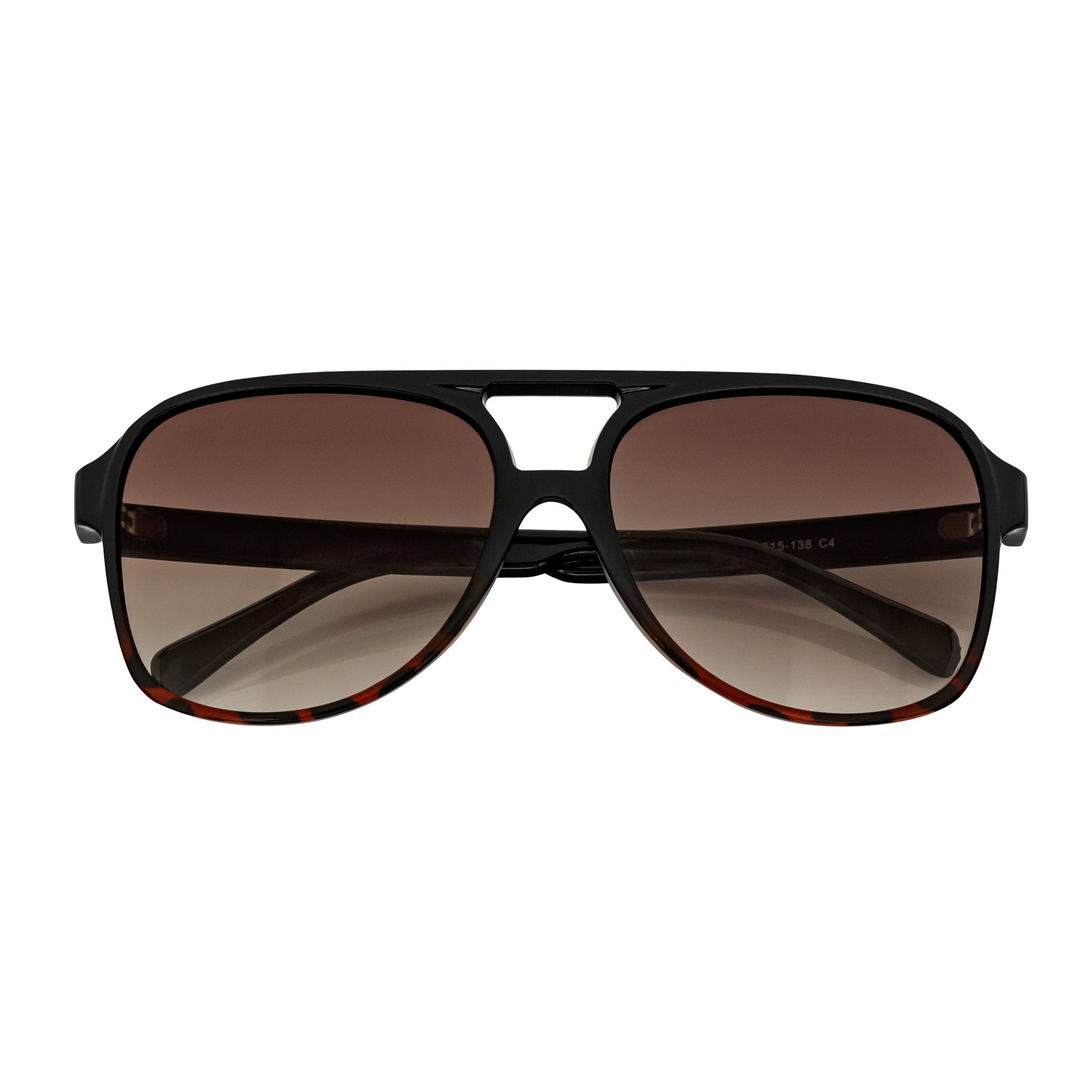 BRASCO - Aviator Black-Tortoise Sunglasses Amber Fade-0