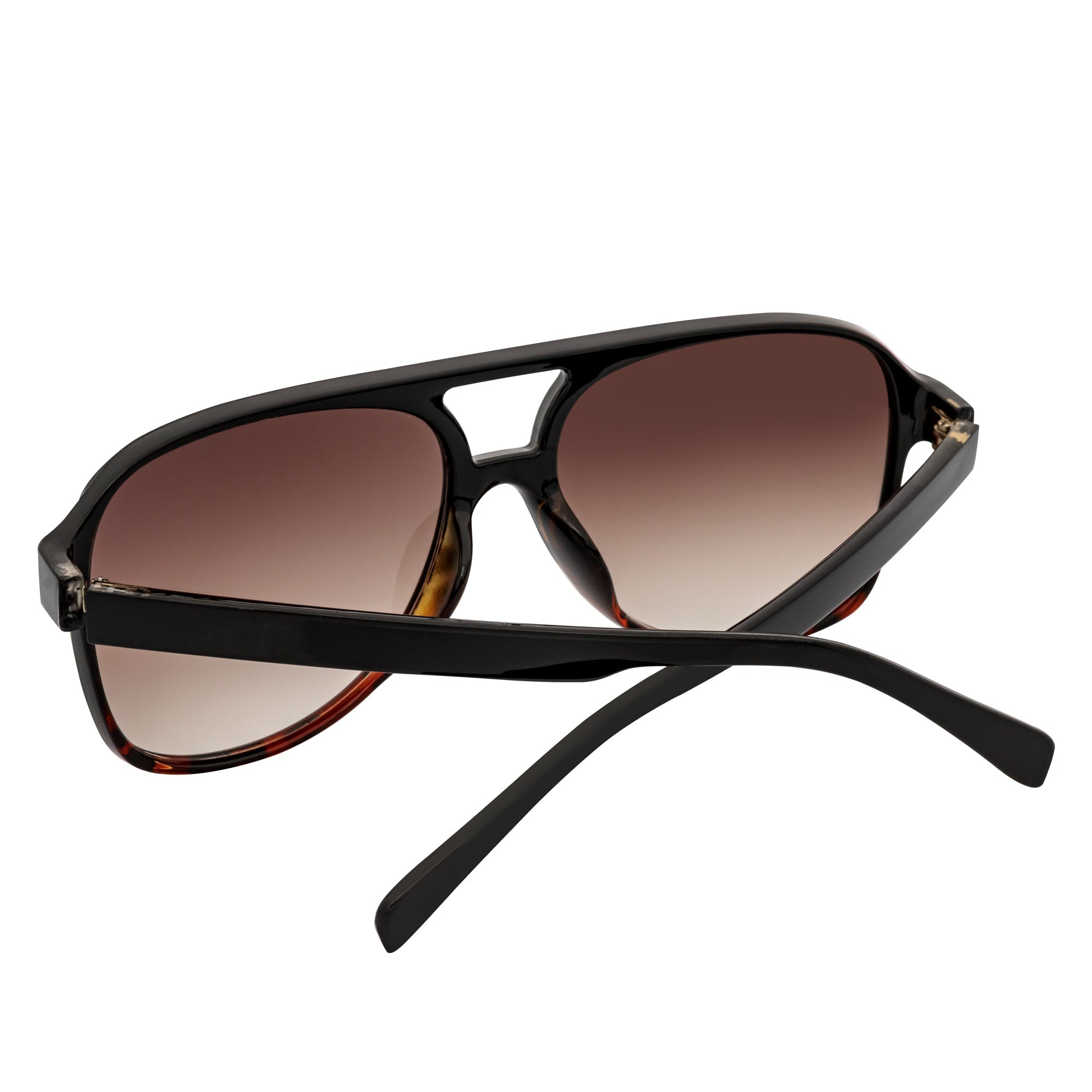 BRASCO - Aviator Black-Tortoise Sunglasses Amber Fade-4