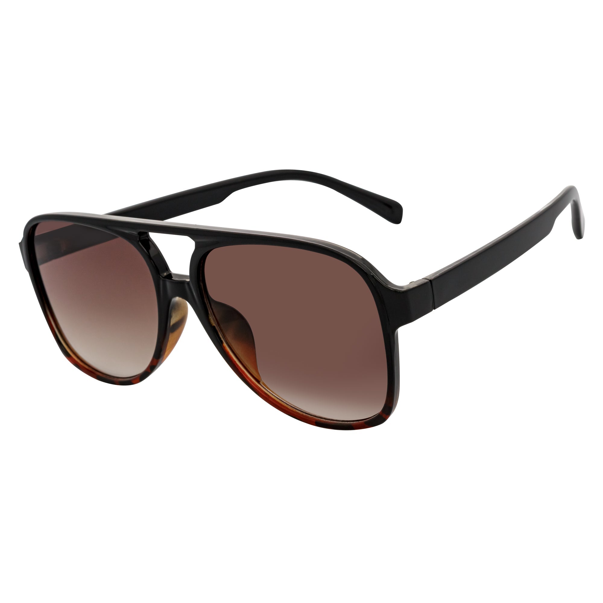 BRASCO - Aviator Black-Tortoise Sunglasses Amber Fade-1