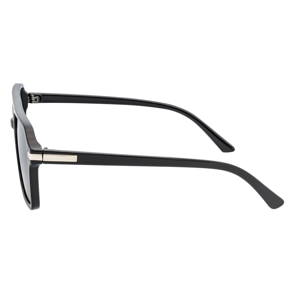 LUCCA - Flat Top Square Aviator Sunglasses Black Smoke-3