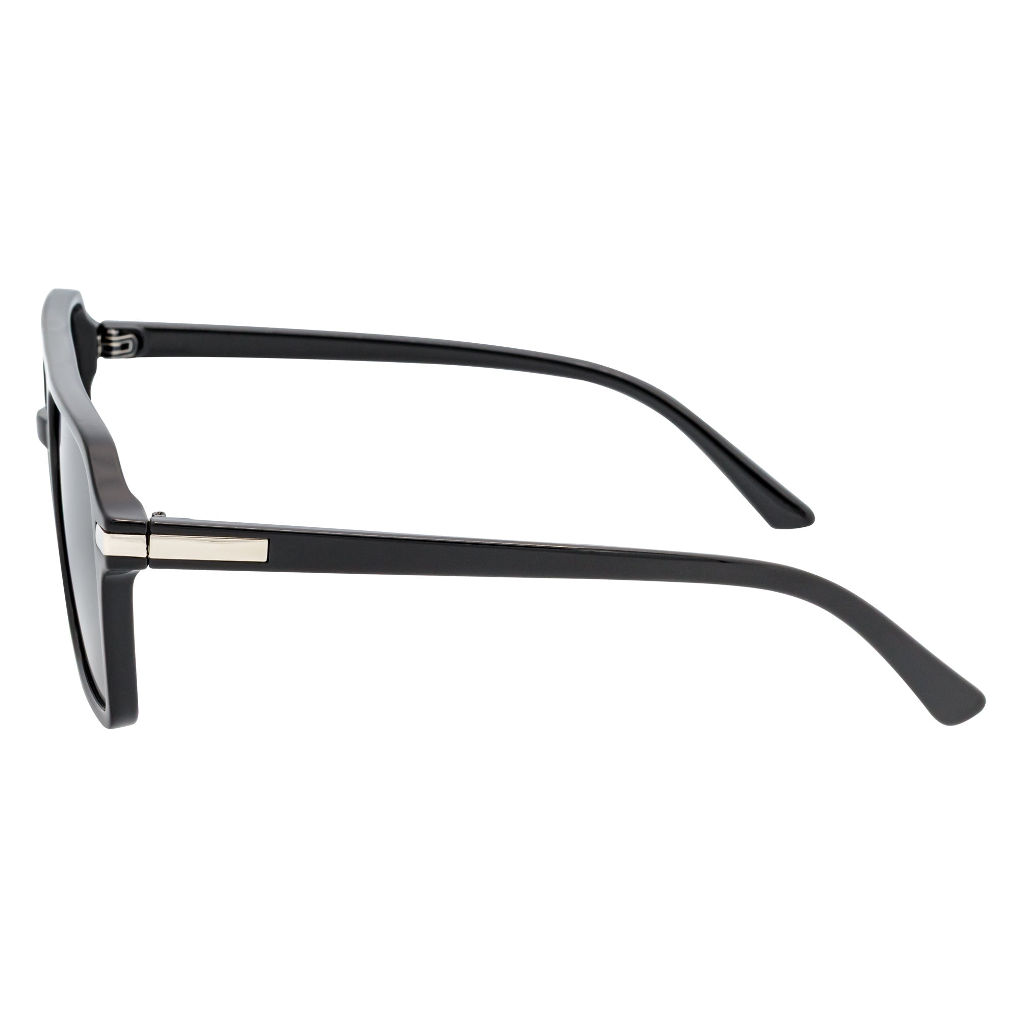 LUCCA - Flat Top Square Aviator Sunglasses Black Smoke-3