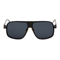 MAC - Square Metal Aviator Black Sunglasses Dark Smoke-0