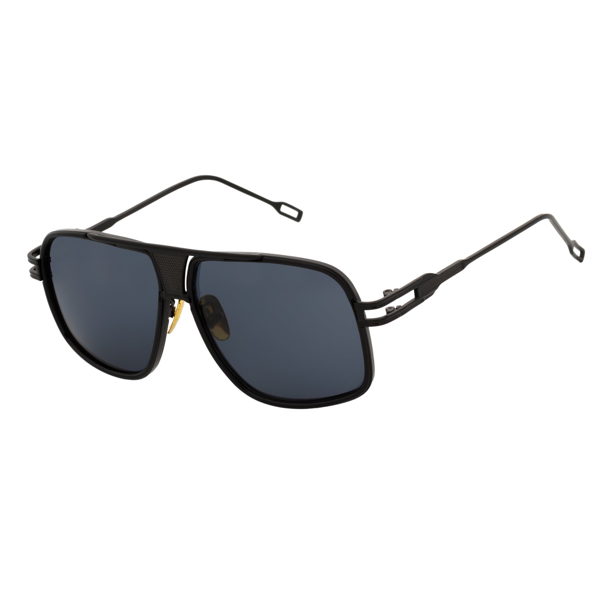 MAC - Square Metal Aviator Black Sunglasses Dark Smoke-1
