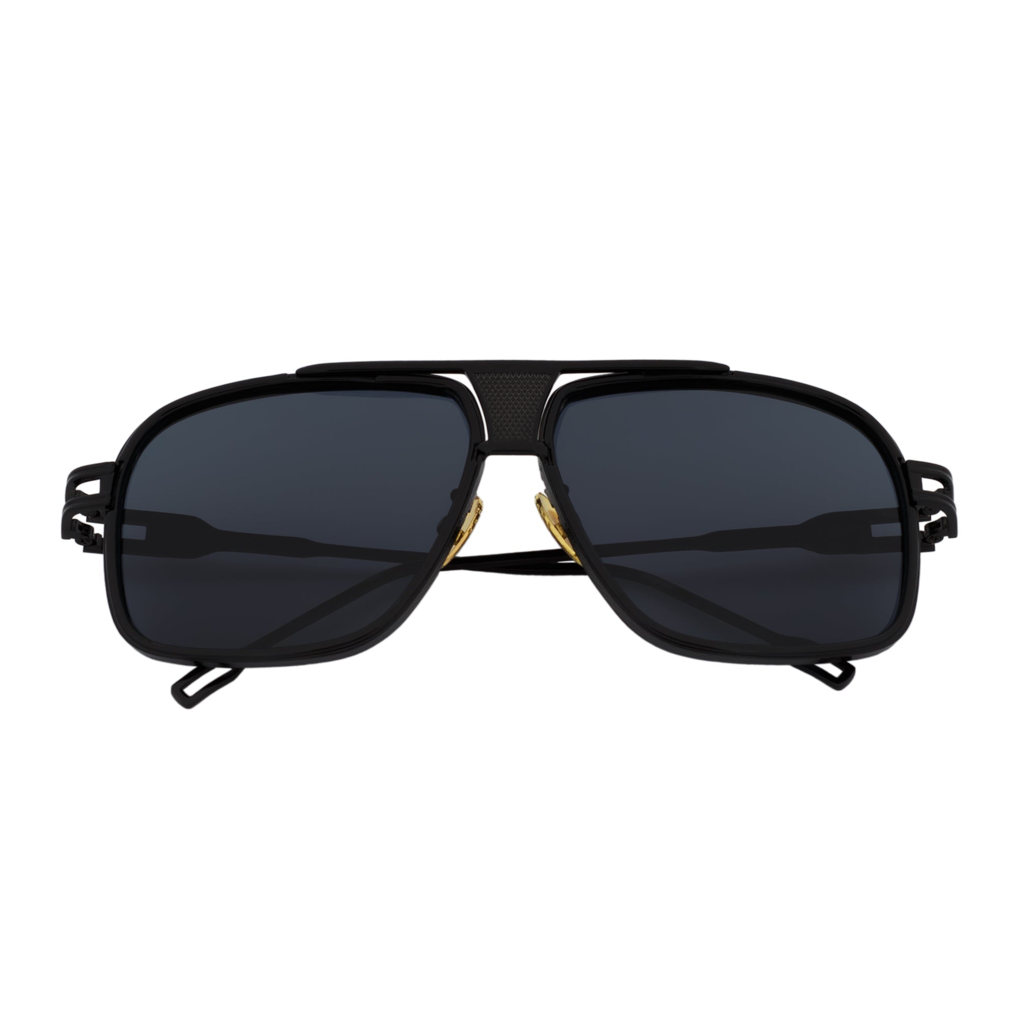 MAC - Square Metal Aviator Black Sunglasses Dark Smoke-2