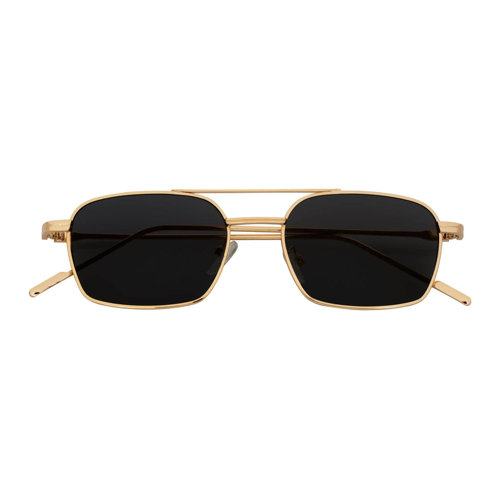 NEUMANN - Metal Small Rectangle Sunglasses Gold Smoke-0