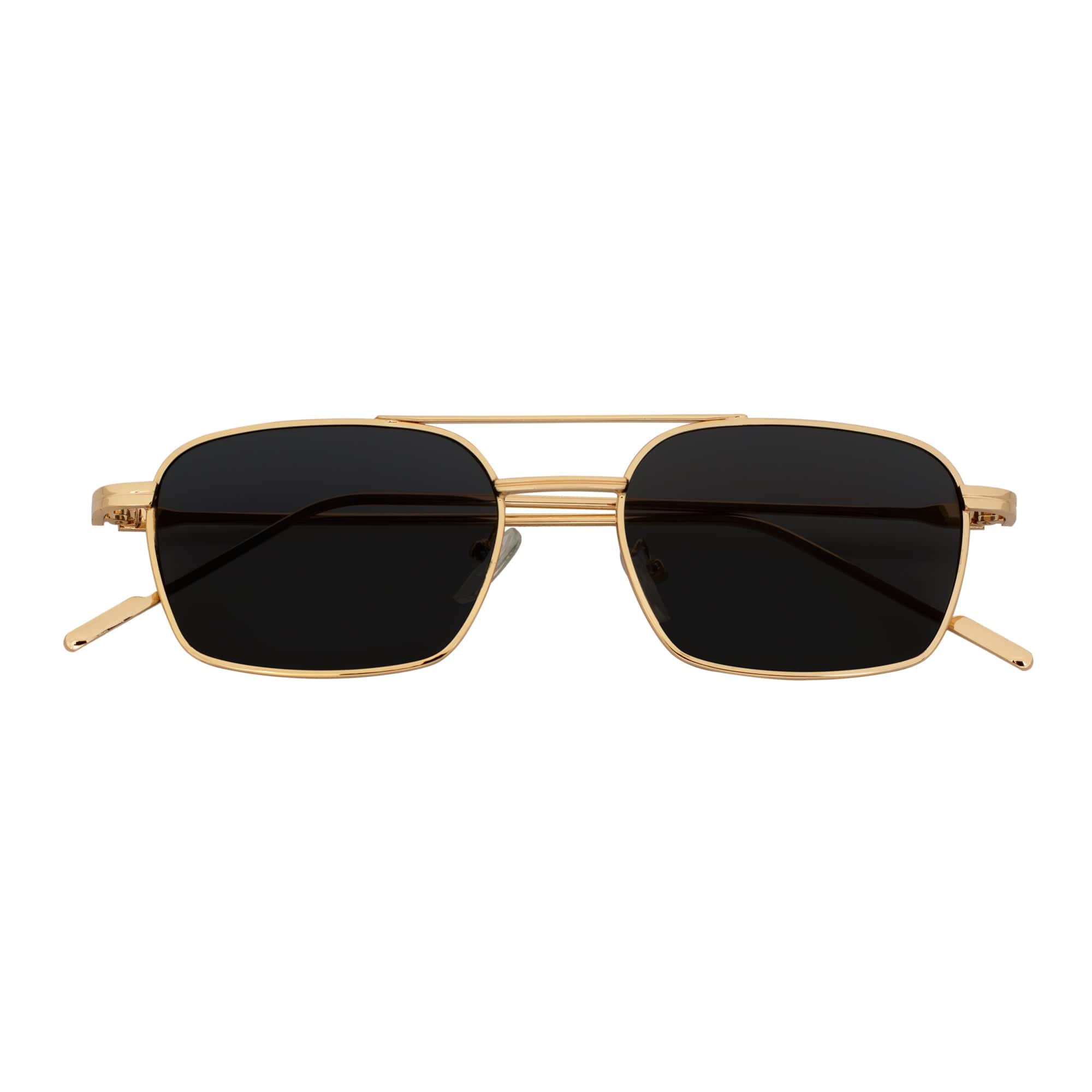 NEUMANN - Metal Small Rectangle Sunglasses Gold Smoke-0