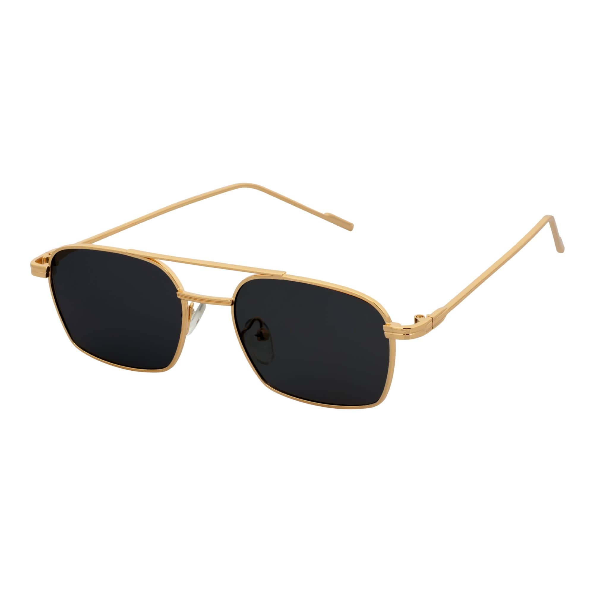 NEUMANN - Metal Small Rectangle Sunglasses Gold Smoke-1