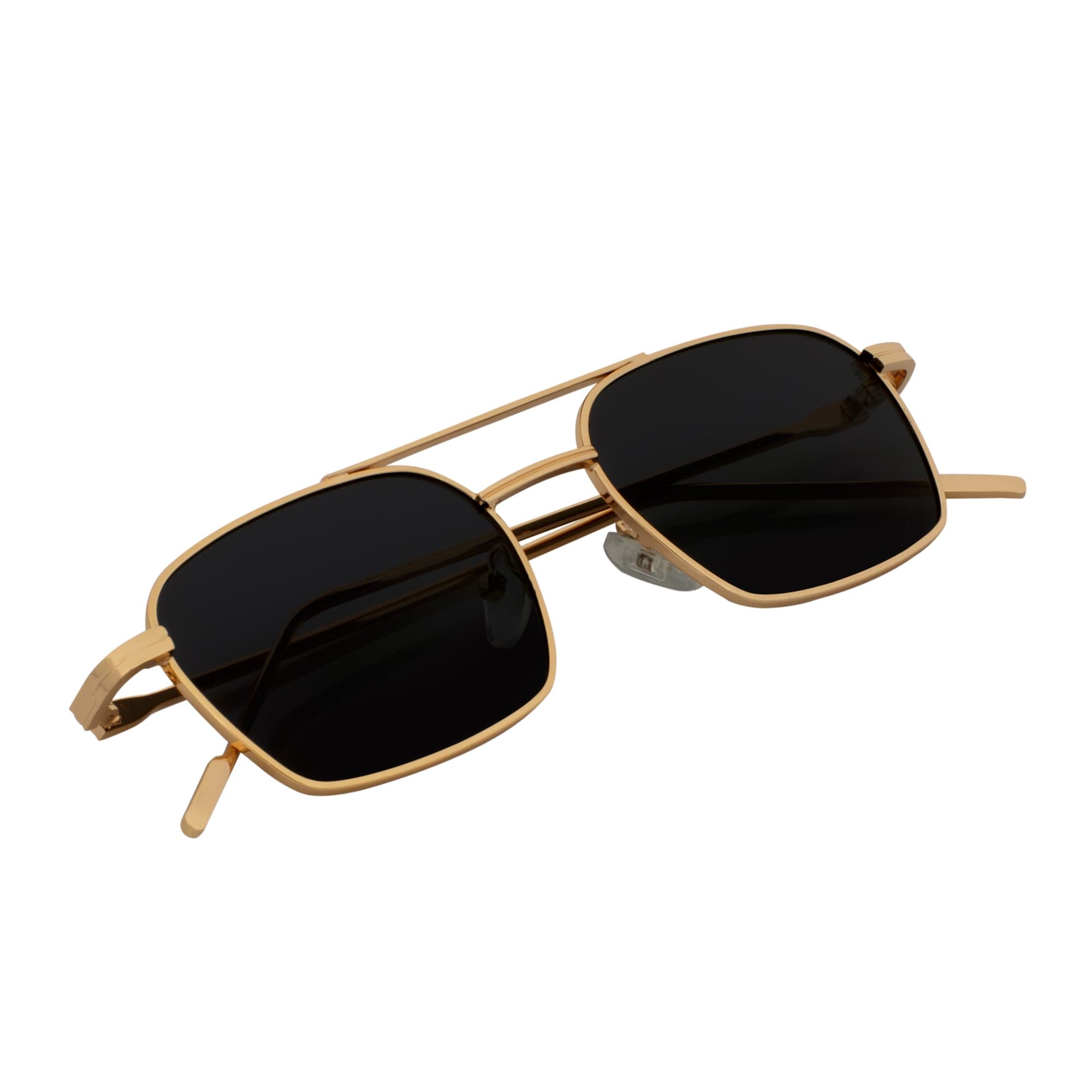 NEUMANN - Metal Small Rectangle Sunglasses Gold Smoke-3
