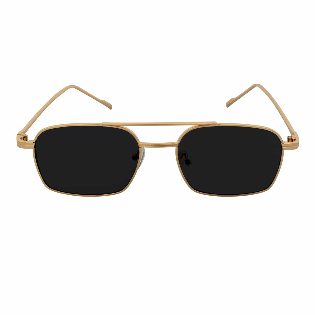 NEUMANN - Metal Small Rectangle Sunglasses Gold Smoke-2