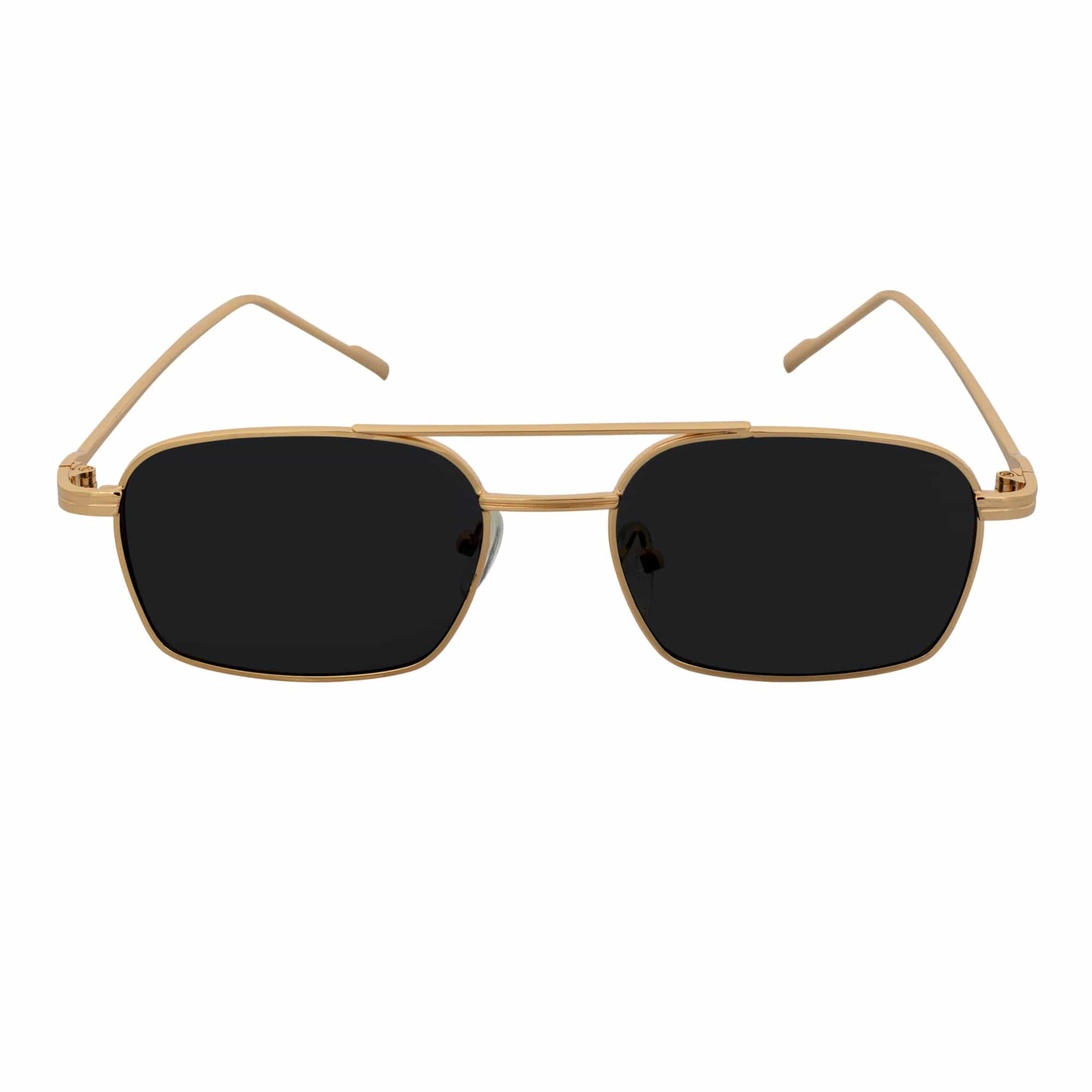 NEUMANN - Metal Small Rectangle Sunglasses Gold Smoke-2