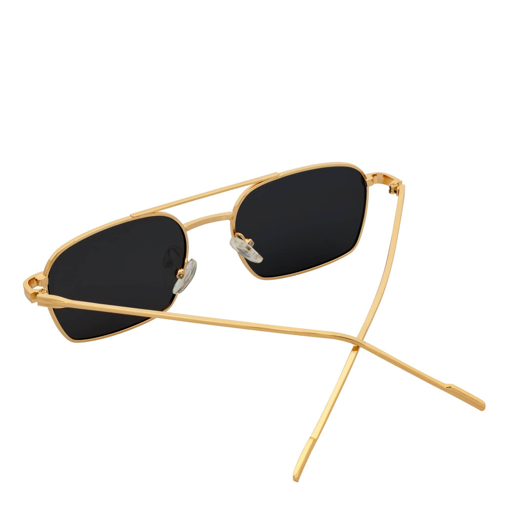 NEUMANN - Metal Small Rectangle Sunglasses Gold Smoke-4