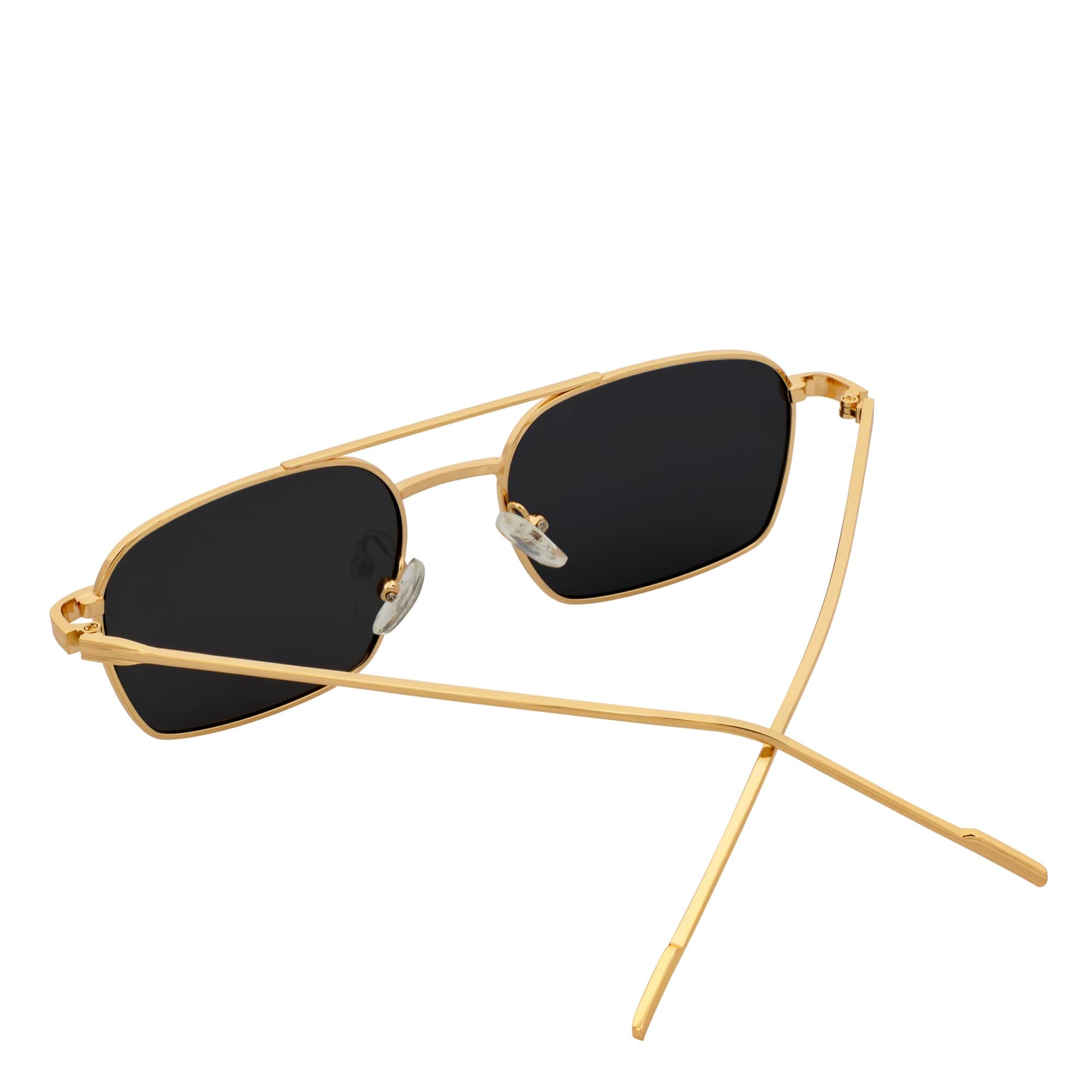 NEUMANN - Metal Small Rectangle Sunglasses Gold Smoke-4