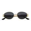 SELINE - Small Metal Round Oval Sunglasses Gold Smoke-0